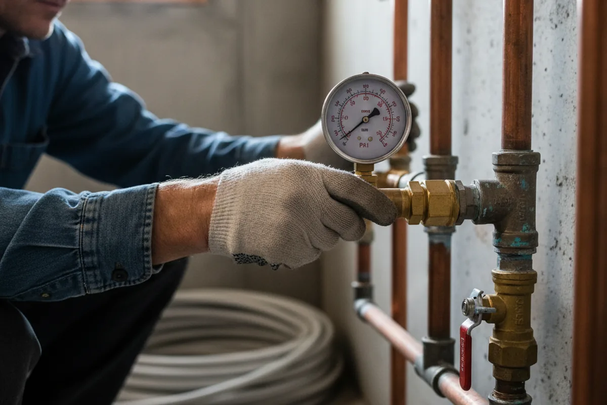 Pressure testing a repaired line during Water Line Repair in Fate